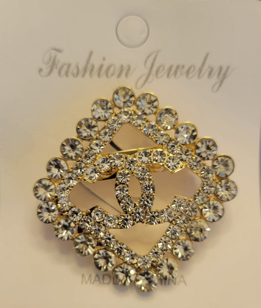 Charming Carla's Brooch 103- gold & rhinestone